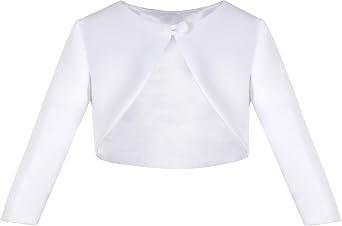 3/4 Sleeves Satin Junior Flower Girl Bolero Jacket Toddler Easter Summer