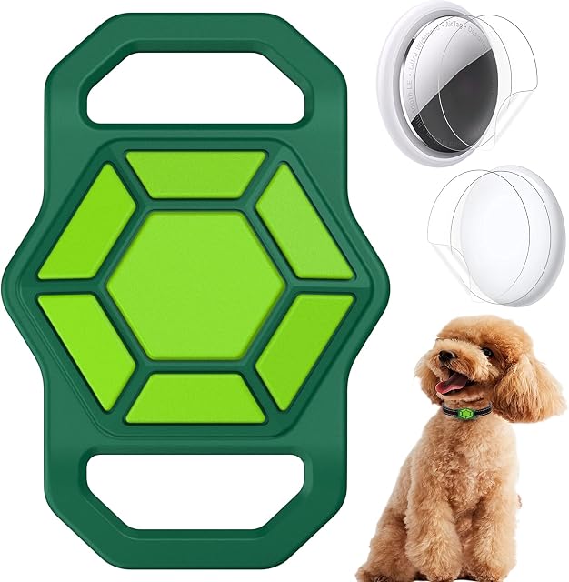 leQuiven AirTag Dog Collar Case Compatible with Airtag, Silicone Airtag Holder for Dog, Dog Collar Locator Holder, with Airtag Films, AirTag Collar Attachment for Dog, Pet, Bag (Light green)