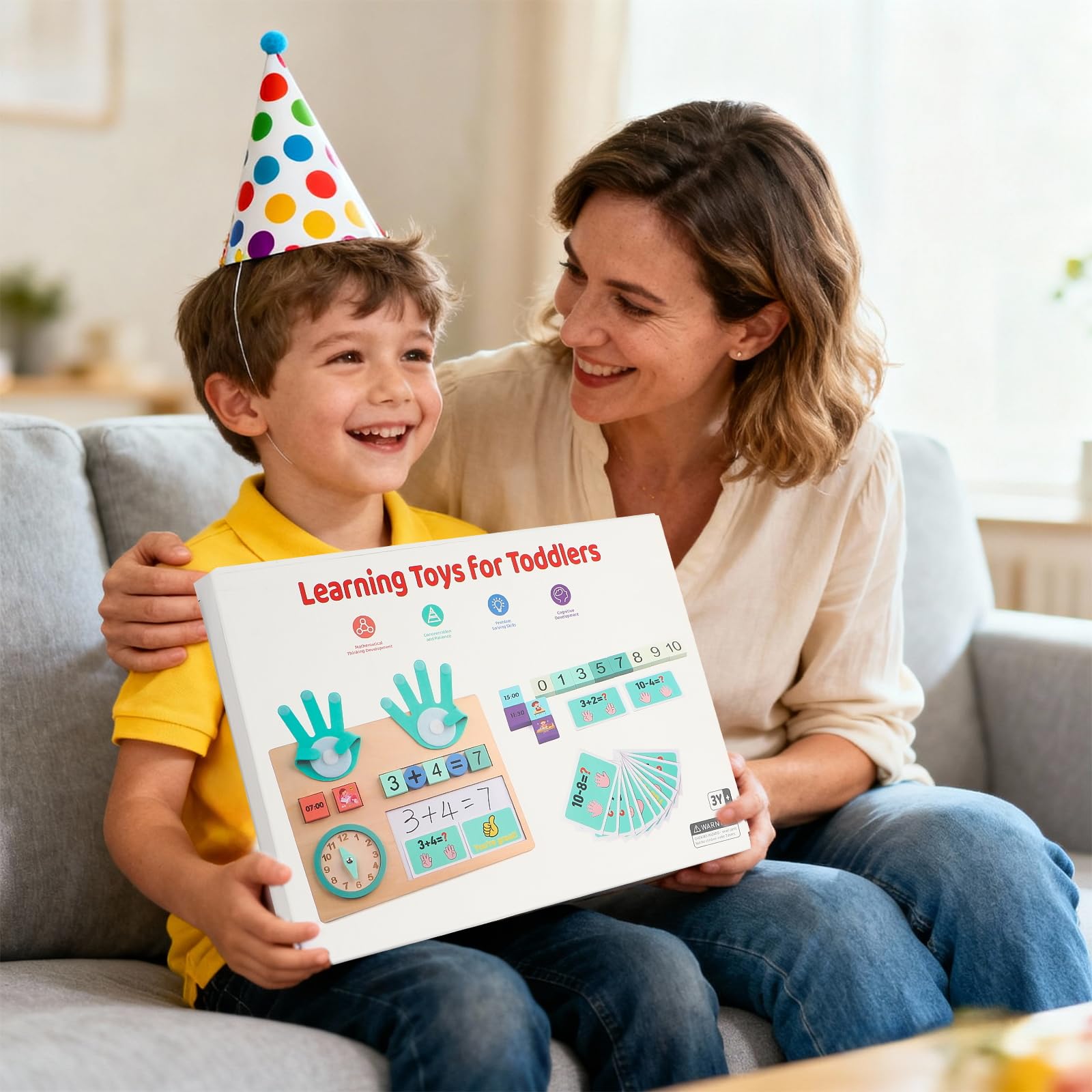 Atoylink Giocattolo di Matematica in Legno, Giochi Educativi con Orologio, Giochi Montessori per la Matematica, Numeri di Conteggio, Giochi Prima Eeducativi Regalo per Bambini 3 4 5 Anni
