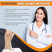 Vista 6 de Doc Miller Open Toe Compression Socks for Men & Women, 30-40 mmHg Knee High Support, Toeless Design for Daily Leg Comfort, Breathable Nylon Spandex