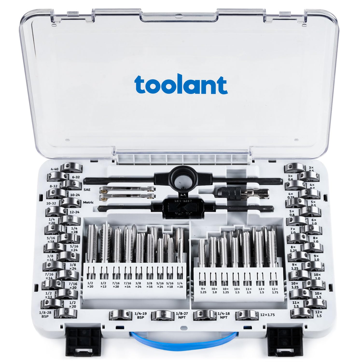 toolant 81-Piece Tap and Die Set, Metric and SAE Thread Repair Kit