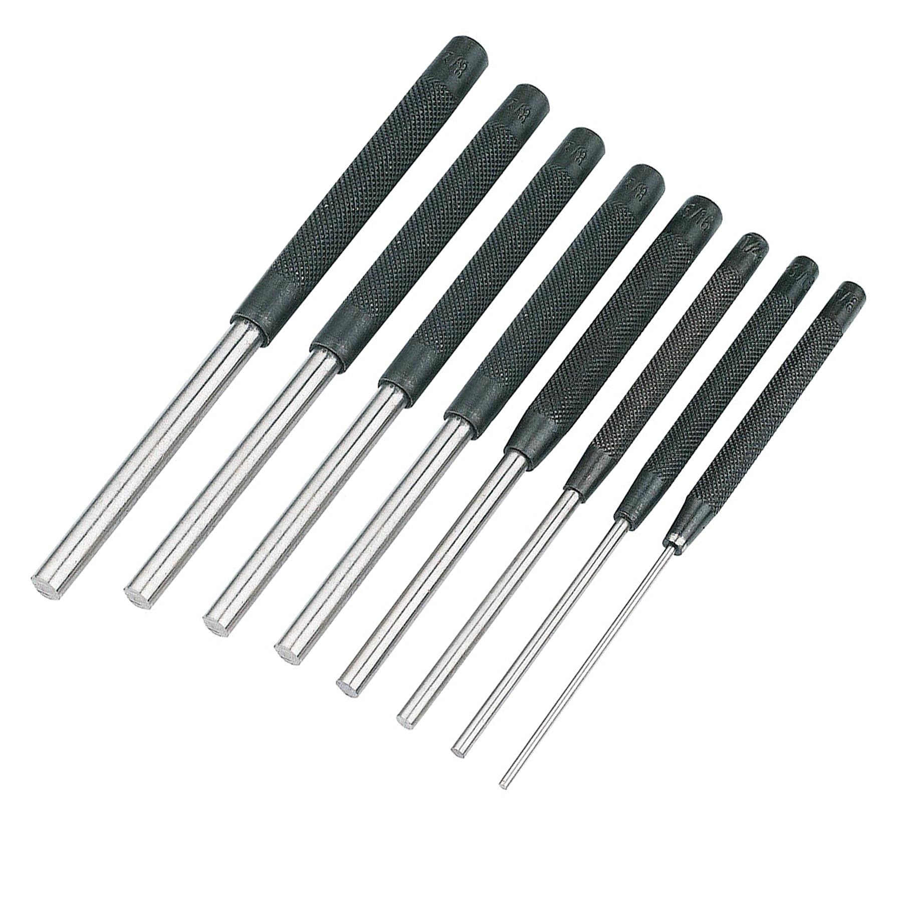 Dapetz ® 8-Piece Parallel Pin Punch Set with Knurled Handles – Steel Punches (3/32" to 3/8", 2mm to 9mm) for Rivet & Pin Removal, 155mm-180mm Length, Hardened Steel, Excellent Grip