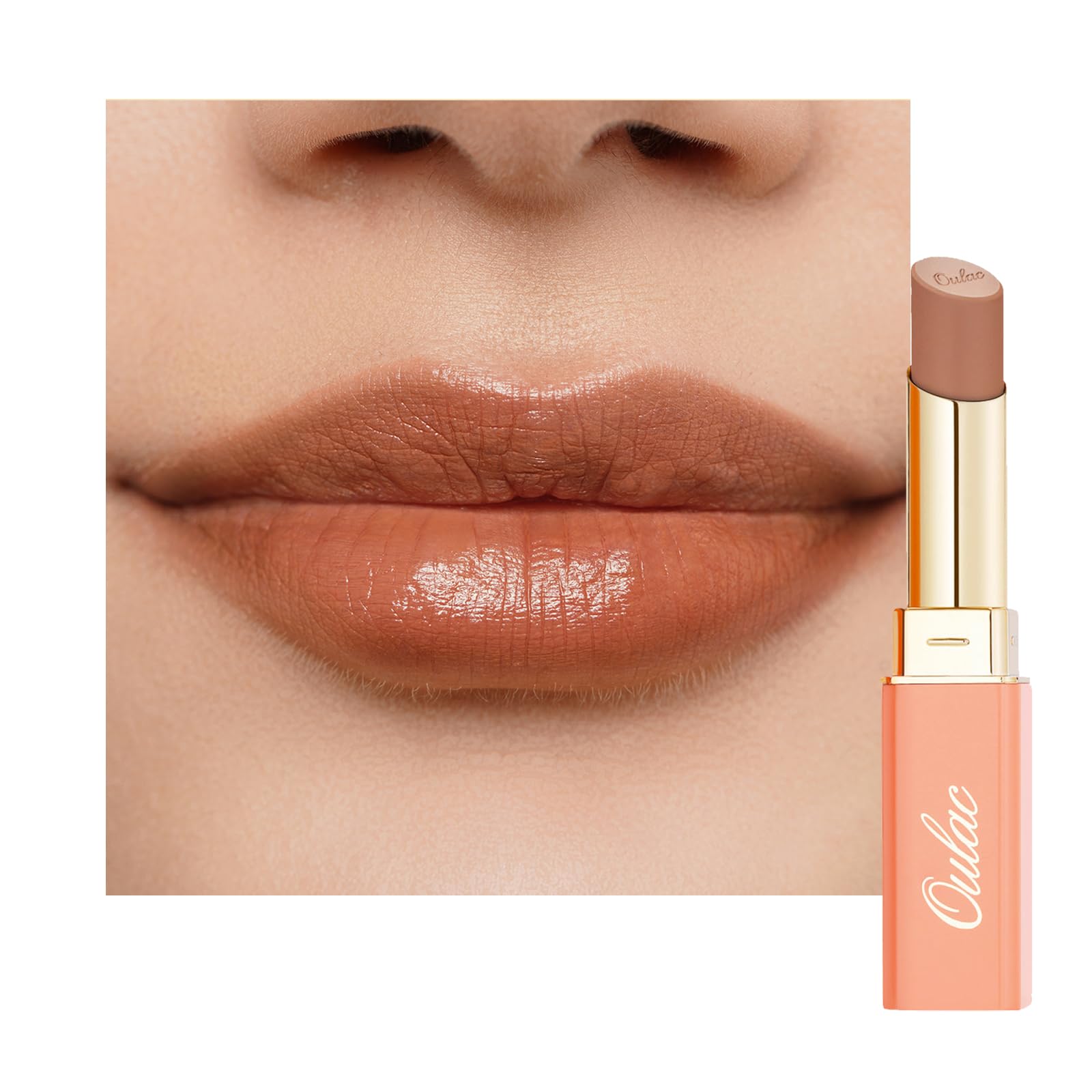 Oulac Satin Matte Lipstick - Nude Beige Long Lasting Lip Stick, Full Coverage with Smooth Creamy Texture Lip Colour, Moisturizing & Weightless Formula Lip Makeup, Vegan, 4.3g, SG10 Bailey