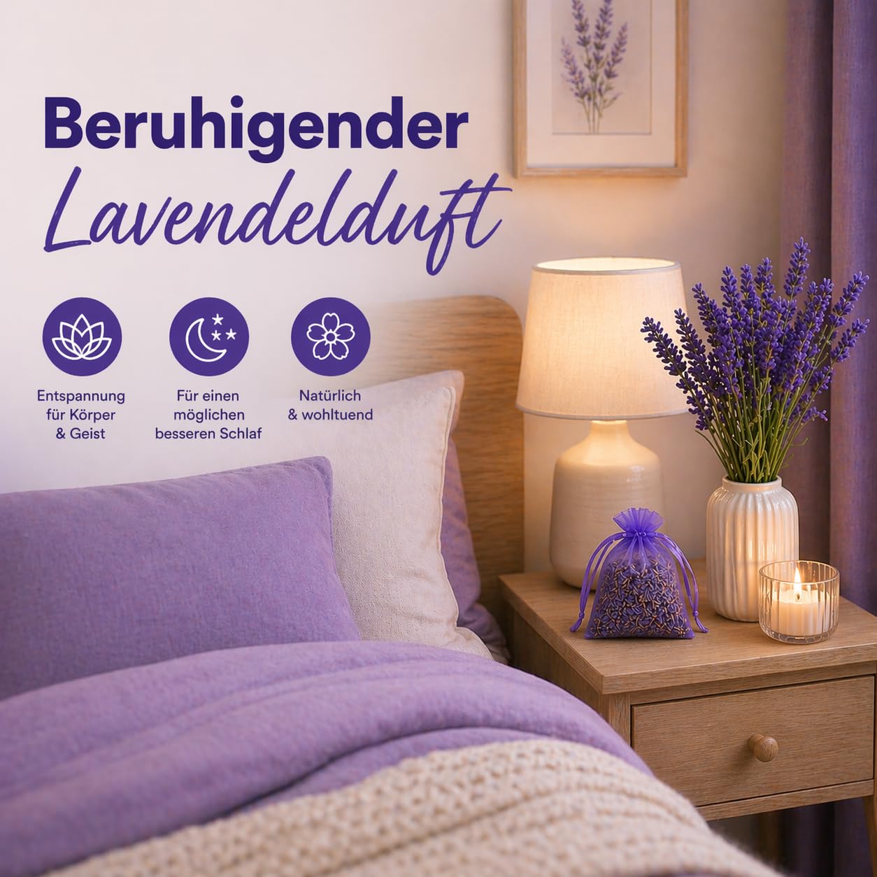 Quertee 22x6g Sachet de Lavande comme Sachet parfumé avec de la Lavande odorante - Protection Contre Les Mites dans l'armoire - Lavande pour Dormir et se Relaxer