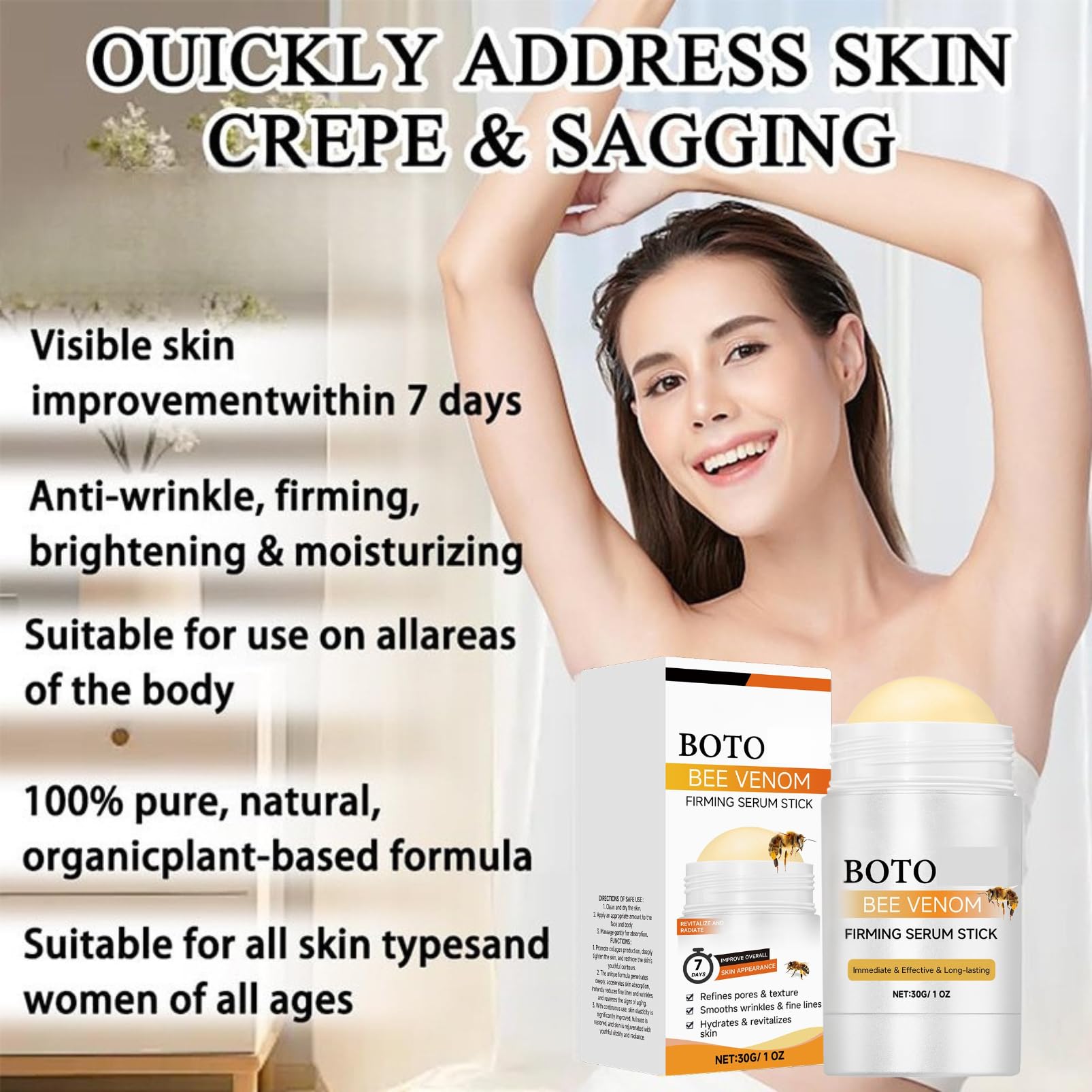 Flysmus Bee Venom Face Serum for Women-Dark Spot Correcting Glow Serum,Stock Firming Serum Stick & Moisturiser,Hyaluronic Acid & Niacinamide for Wrinkle Removal Hydrates Skin - Image 3