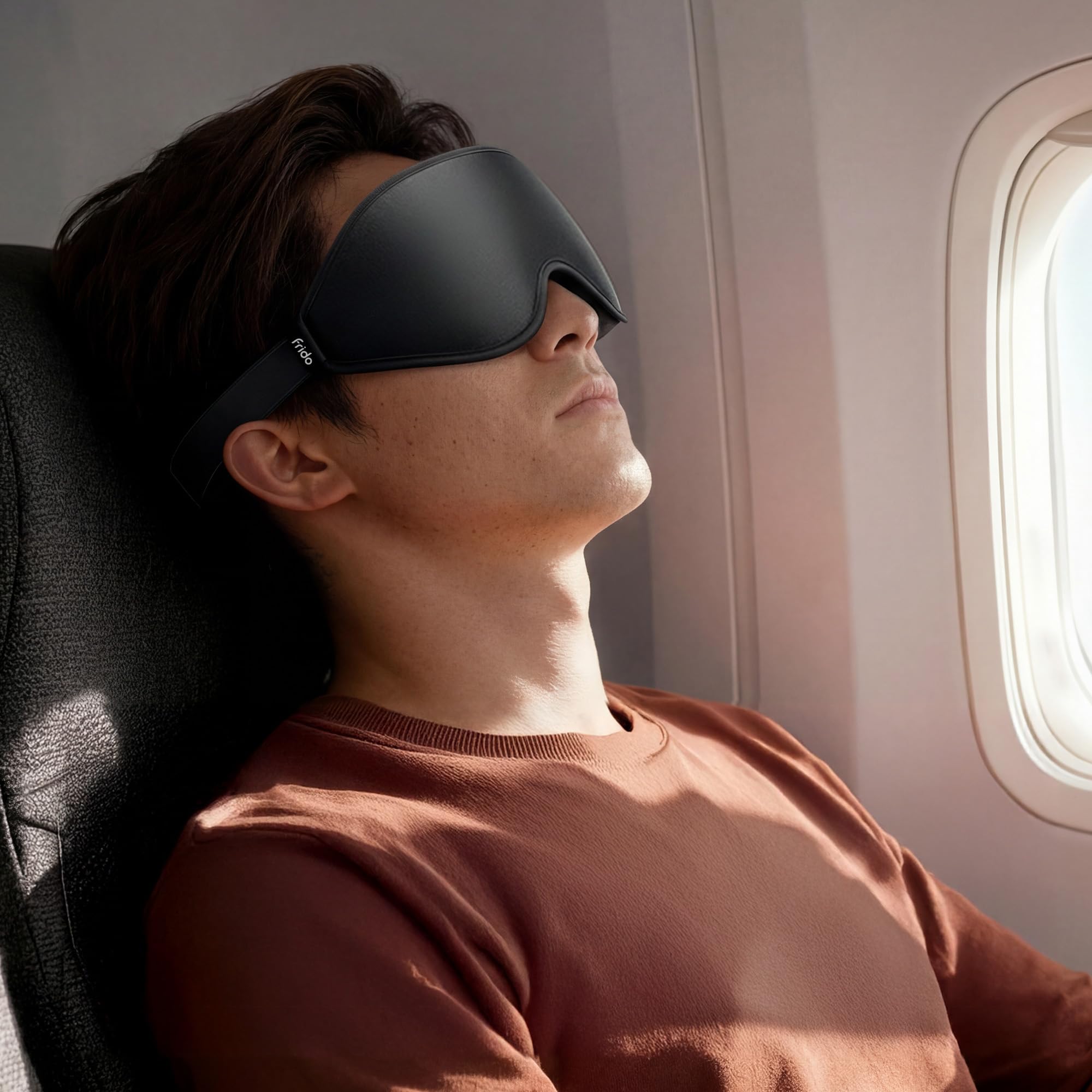 Frido 3D Eye Mask for Men & Women | 100% Blackout Sleep Mask | Zero Pressure Memory Foam for Eyelids & Lashes | Adjustable Straps for Travel & Meditation | Soft Comfortable Night Eye Cover – Pitch Black