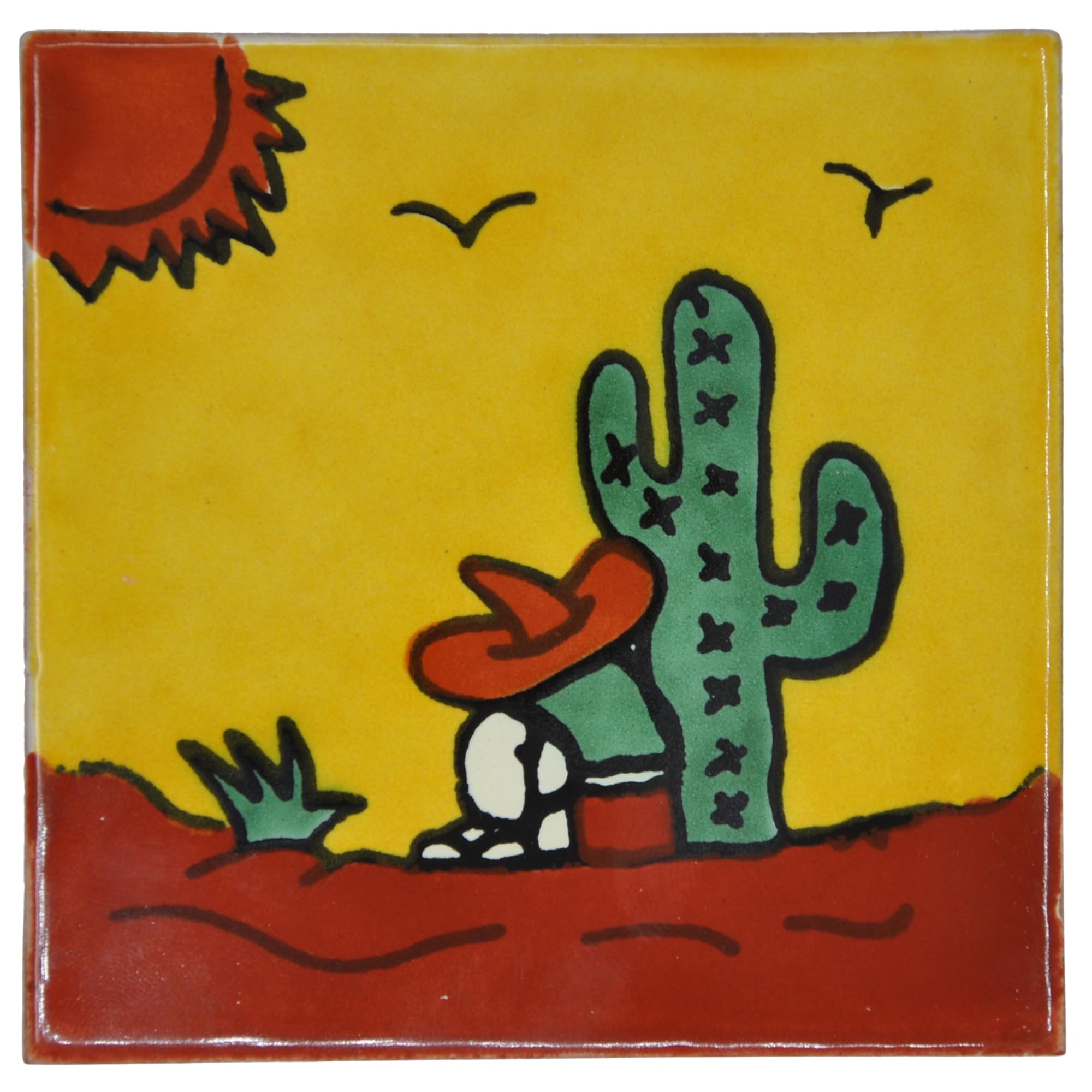 Tumia LAC Handmade Mexican Talavera Tile - Authentic Style Alonzo Ceramic Tiles for Crafts, Backsplashes and Home Improvement - Individual Tile