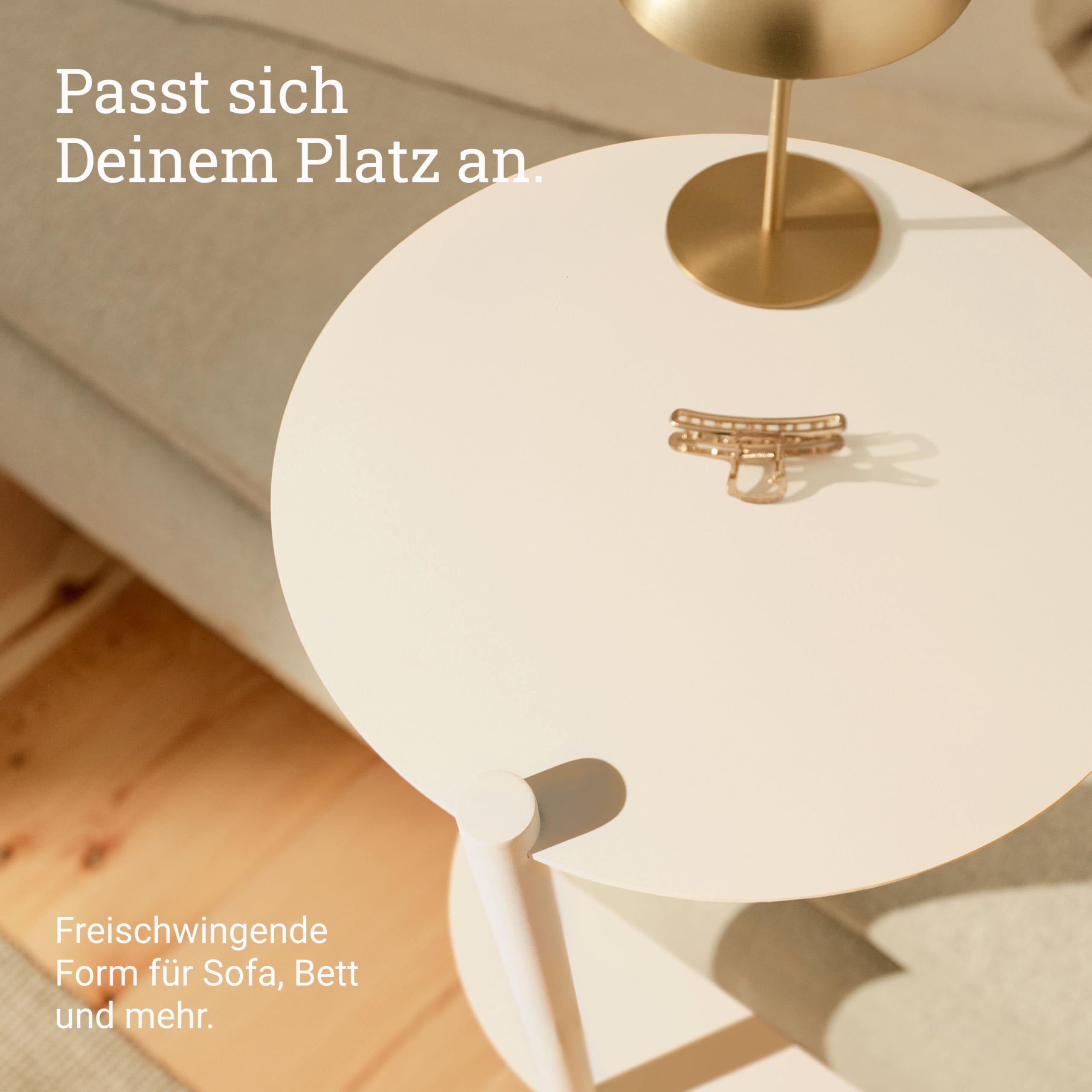 Natural Goods Berlin 1x Beistelltisch Luna - Beistelltisch Weiss Metall - Laptoptisch Für Couch 55cm hoch - Couchtisch Metall, Sofa Tisch Ablage - Nachttisch Klein, Couch Tisch Wohnzimmer, Sofa Table
