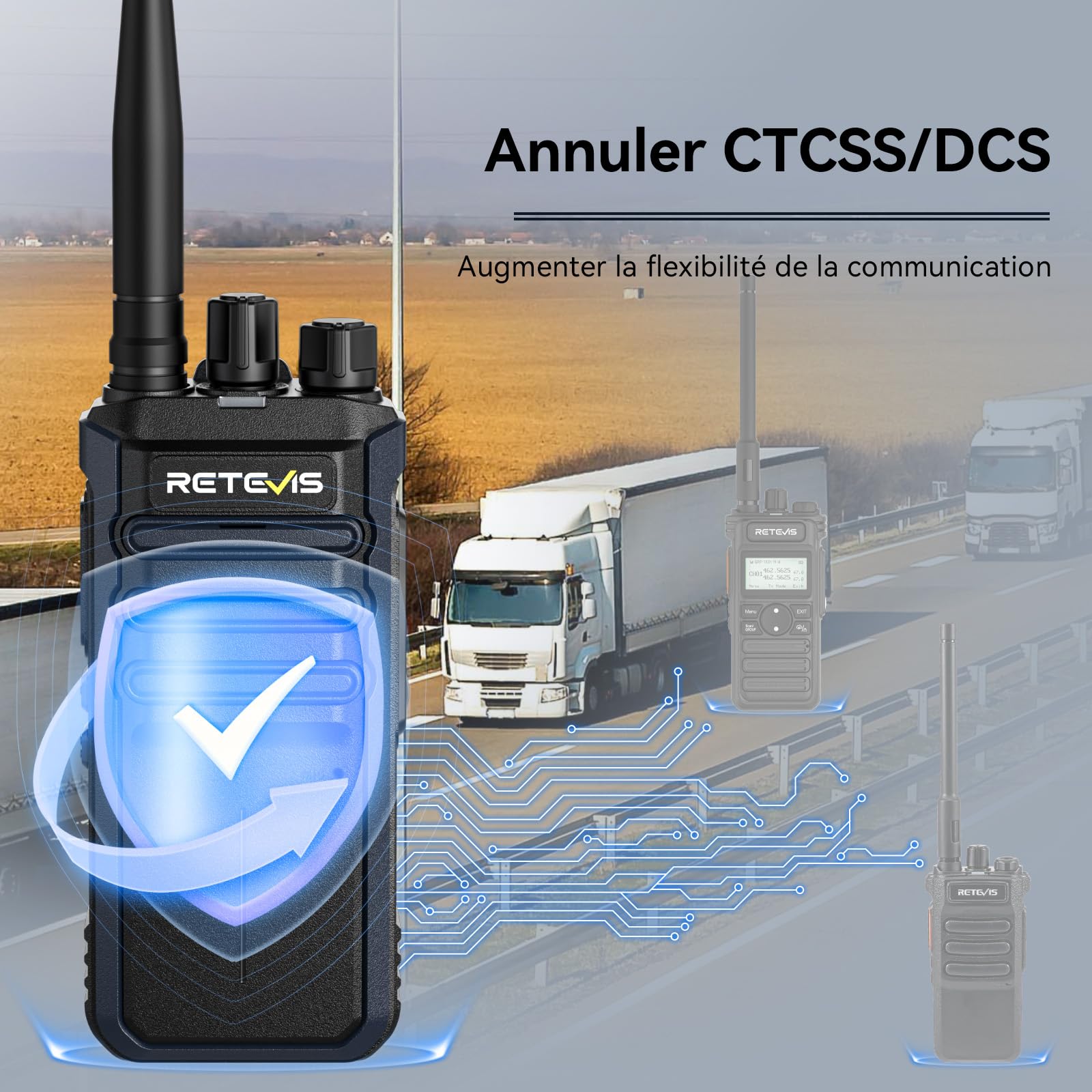 Retevis RT86A Radios Bidirectionnelles Longue Portée, Talkie Walkie Professionnel, 2500mAh, Talkie Walkie Rechargeable pour Chantiers et Transport (4Pcs)