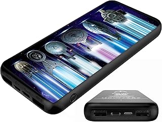 Star Trek Phone Charger | Slim Pocket Sized 10,000mAh Power Bank with Ships of the Line Design, 3 USB Outputs, 2.1A & 1A, Charges 3 Devices, USB-A and Type-C Charging, Phone and Tablet Backup Battery