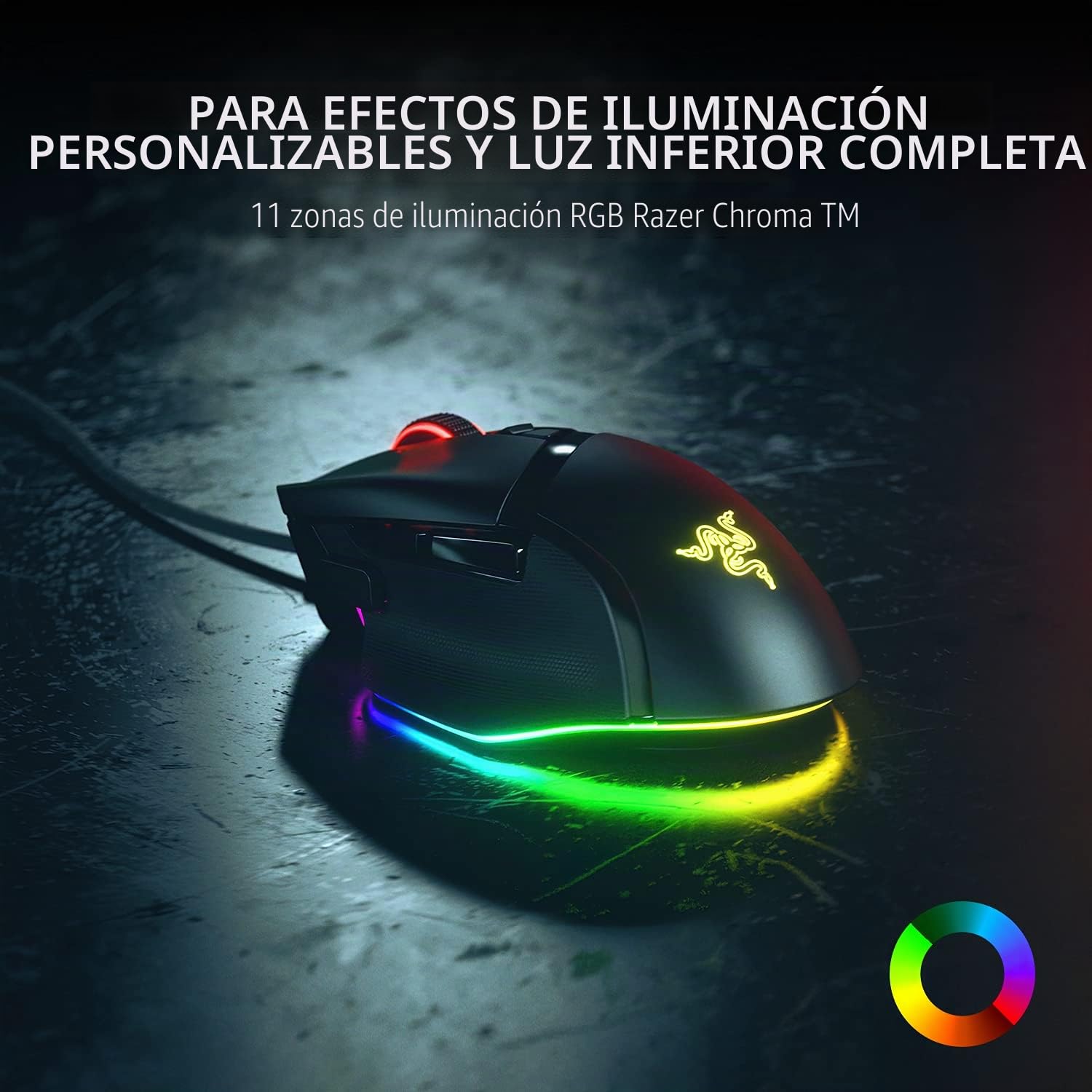 Razer Basilisk V3 - Ratón ergonómico Personalizable para Juegos con Interruptor de Mouse más rápido, Sensor óptico de 26K dpi (iluminación Chroma RGB, 11 Botones programables, Rueda de inclinación