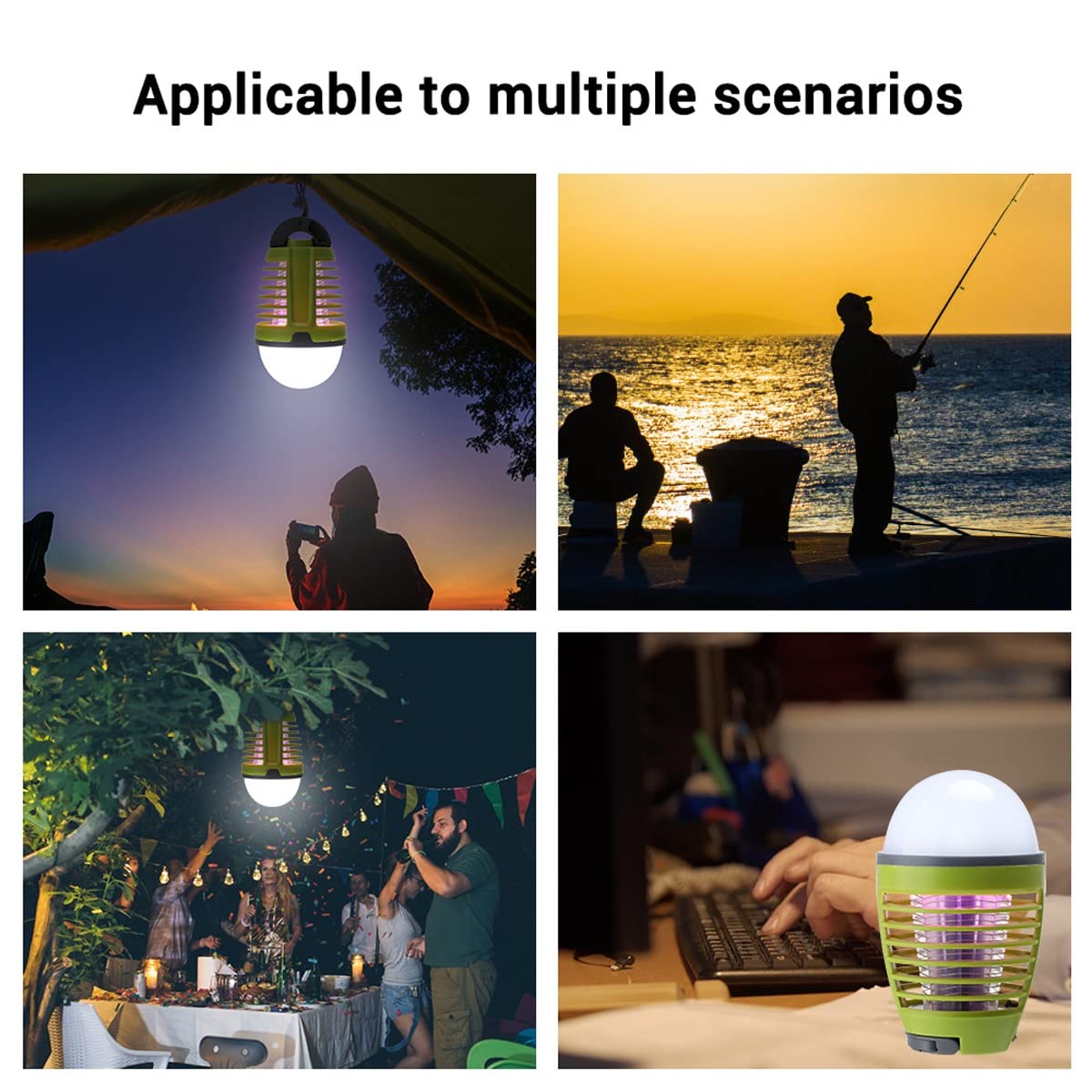 TEmkin Lampe de Camping Anti-Moustique 2 en 1, Anti-Mouches sans Fil Rechargeable avec câble USB, Lampe Anti-Moustique de Camping étanche pour la randonnée en Plein air