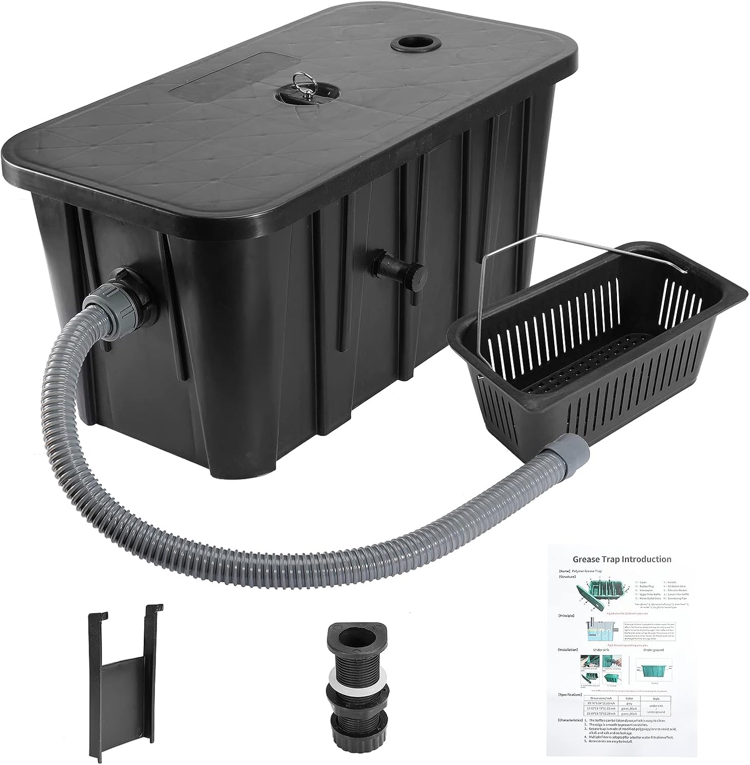 BEAMNOVA 25 LBS Top Inlet Commercial Grease Trap, 7stage filtration 13