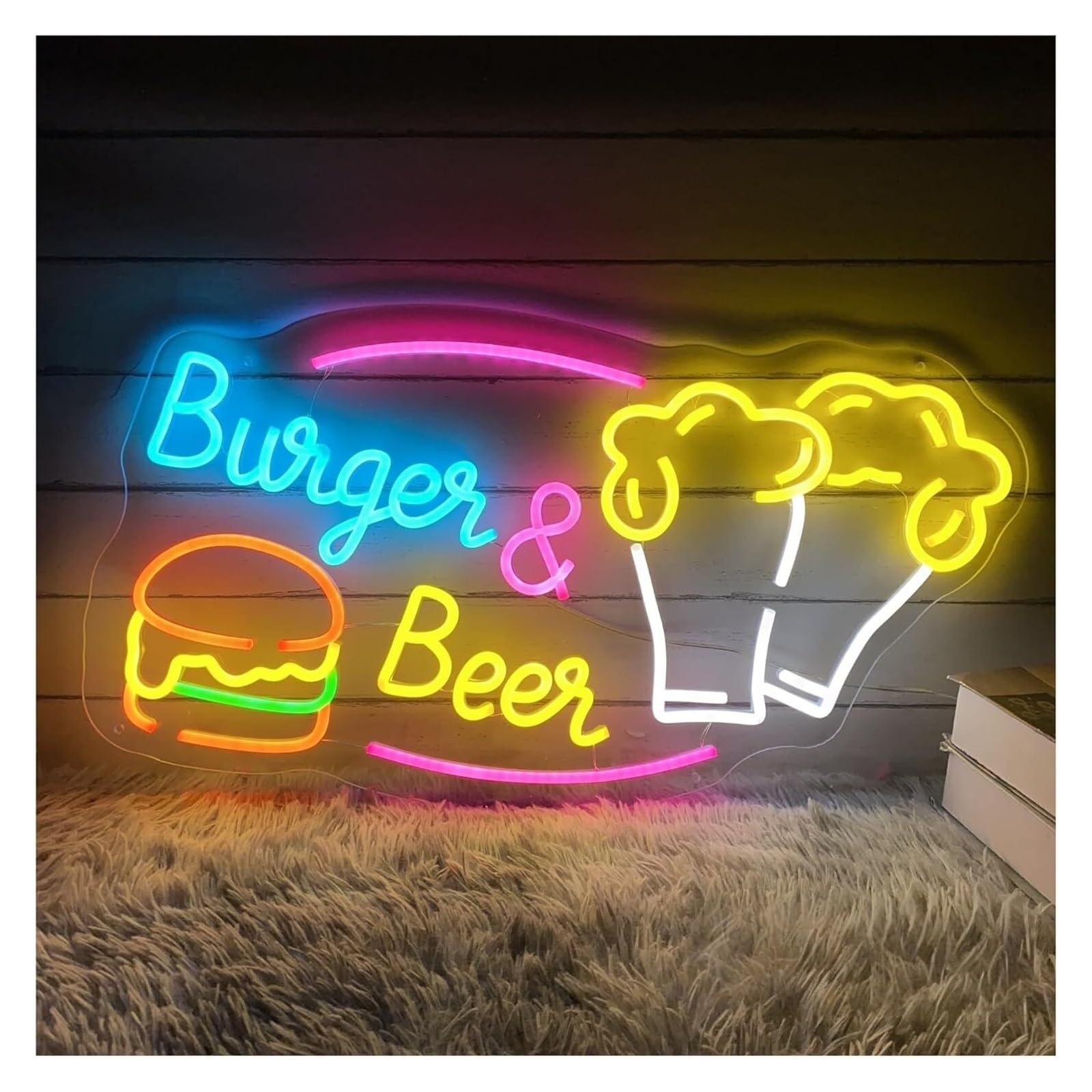 Wexxaii neon Light Sign Neon Signs Decor Sign Burger & Beer
