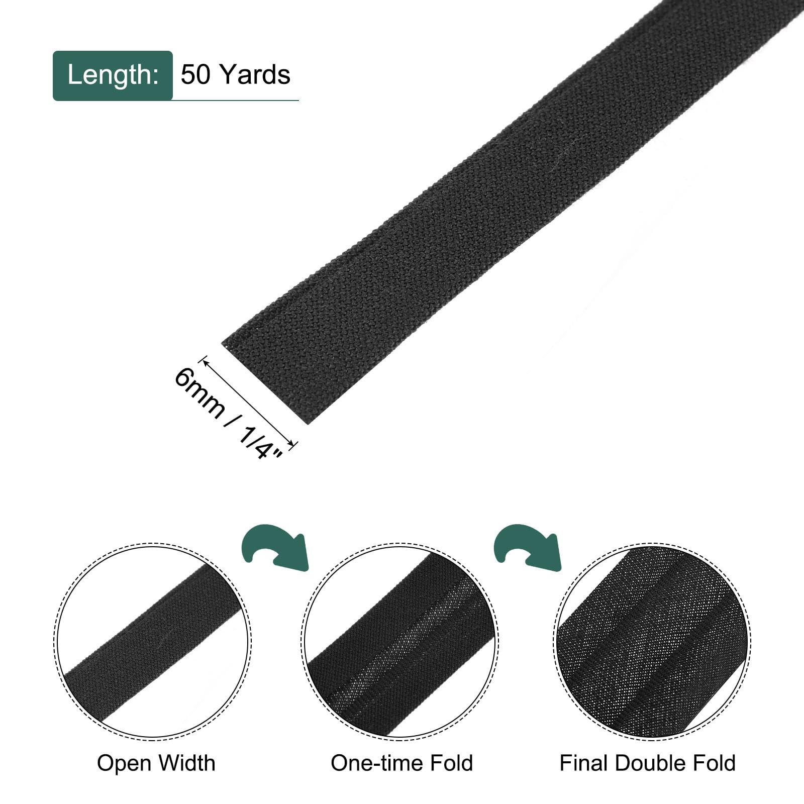 QUARKZMAN Baumwollköperband 6mm - 50 Yards Weißes Saumband Zum Nähen