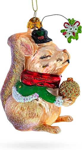 Miniatura 2 de Adorno navideño de cristal de ardilla festiva