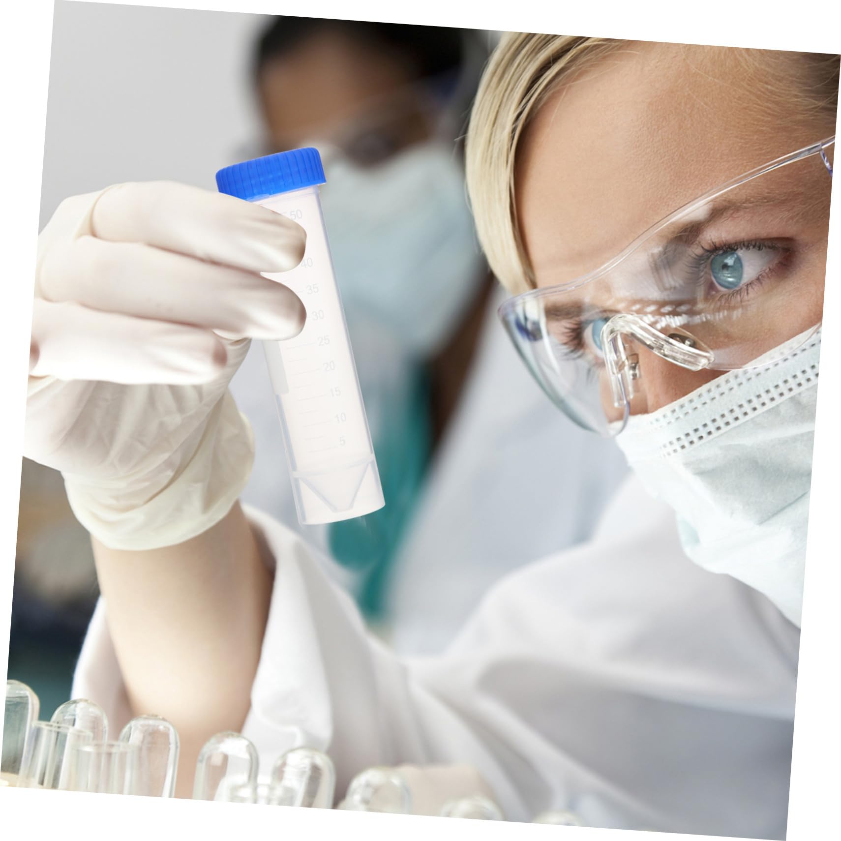 50 Provette Coniche per Centrifuga da 50 Ml in Plastico Tappi a Vite Trasparenti, Design Scala Chiara e Posizioni Ventilate, per Biochimica e Coloranti Alimentari Colore Casuale
