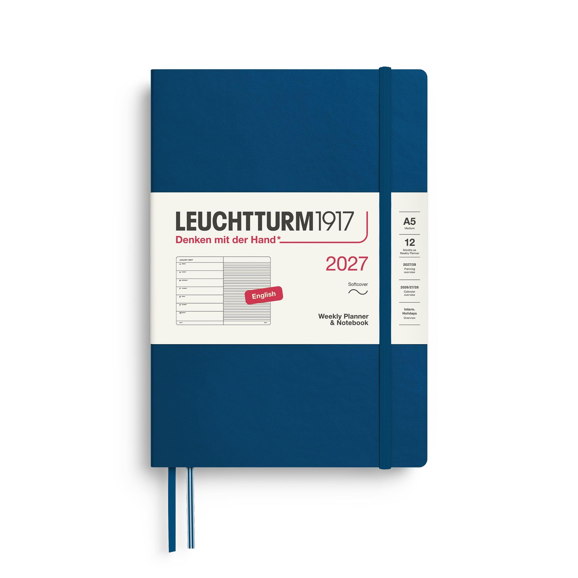 LEUCHTTURM1917 Weekly Diary & Notebook 2027, A5, Softcover, Indigo