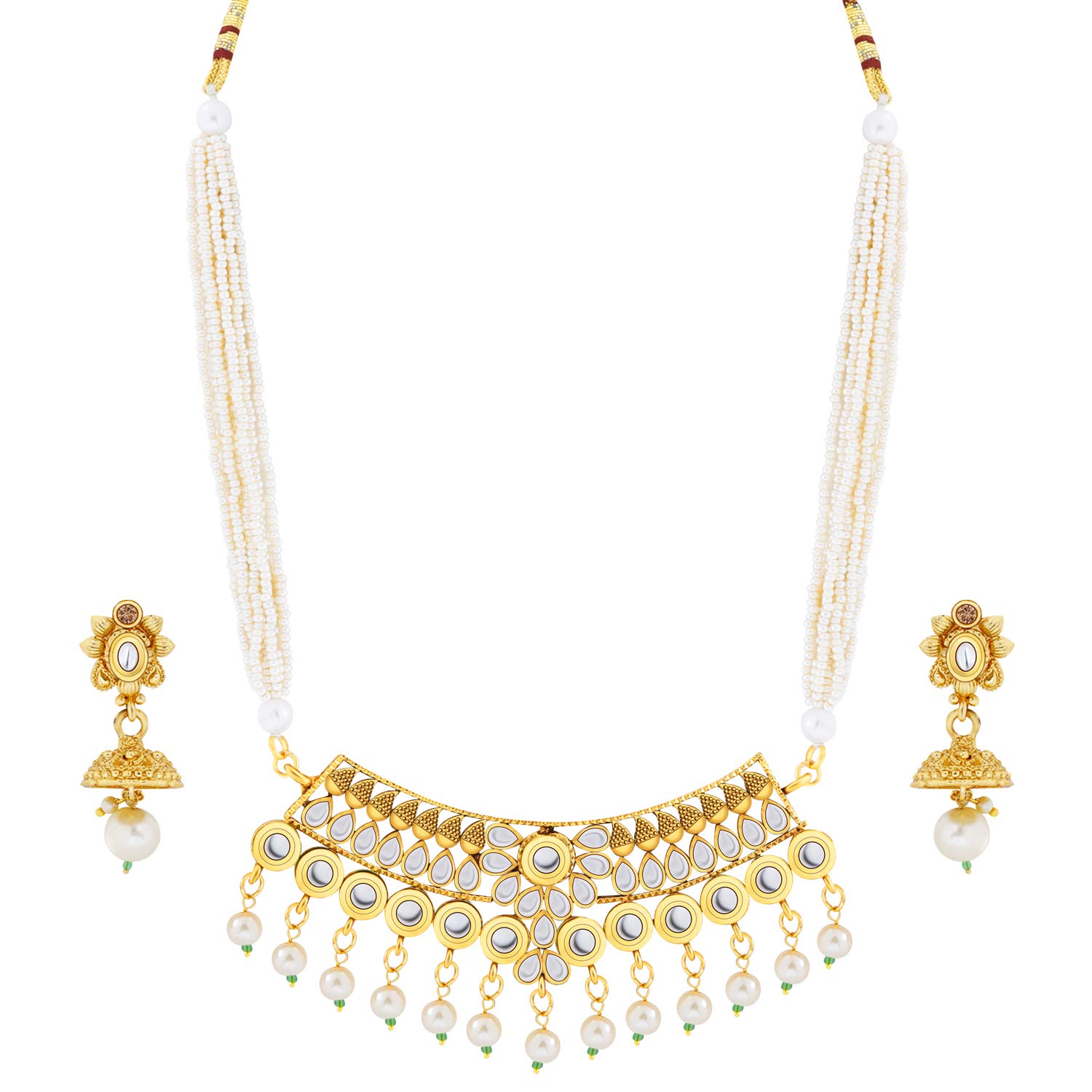 Exlusive Gold Plated Traditional Designer Mala Wedding Necklace jewellery set for Girls And Women