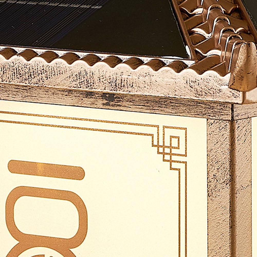 Lampa solarna w stylu chińskim, retro aluminiowa lampa ogrodzeniowa do ogrodu, willi, dziedzińca, tarasu, bramy, wodoodporna na zewnątrz