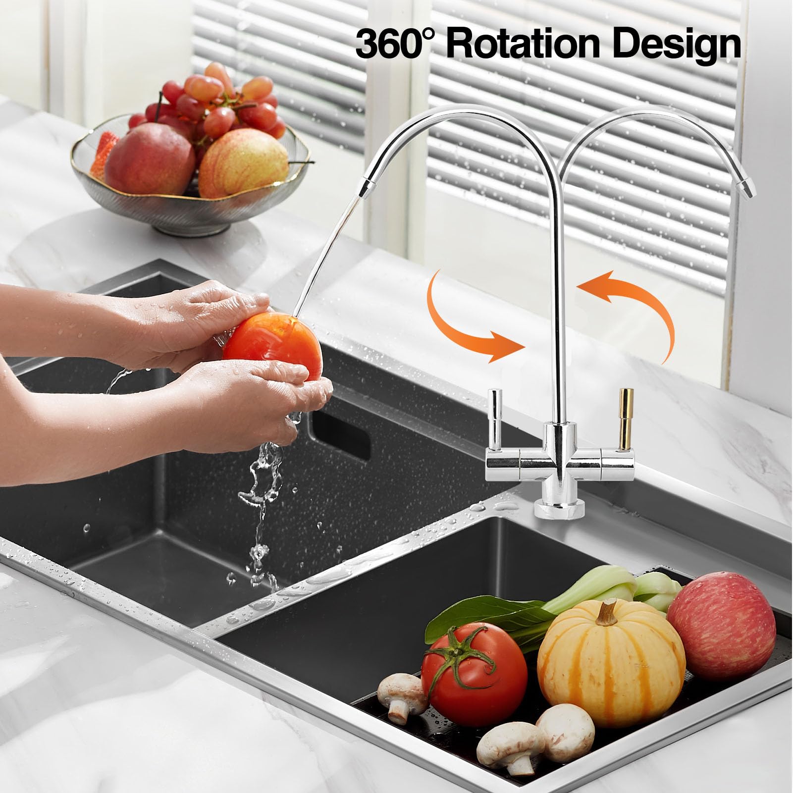 Grifo Purificador de Agua de Cocina - Filtro de Agua Potable Fría y Caliente Con Doble Orificio - Ósmosis Inversa RO Para Fregadero y Dispensador