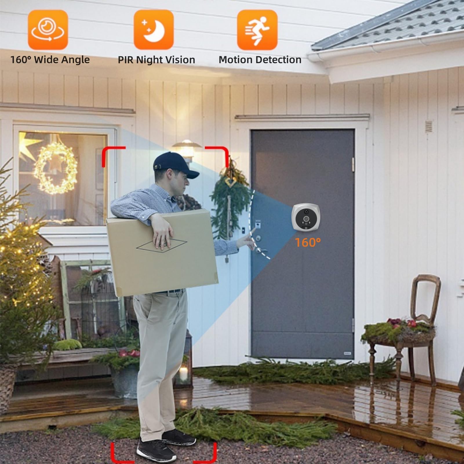 4,5-calowy Inteligentny Cyfrowy Wizjer do Drzwi, Wizjer do Drzwi 160 Stopni 1080P 2MP Dzwonek do Drzwi z kamerą z Noktowizorem na podczerwień dla Bezpieczeństwa w Mieszkaniu