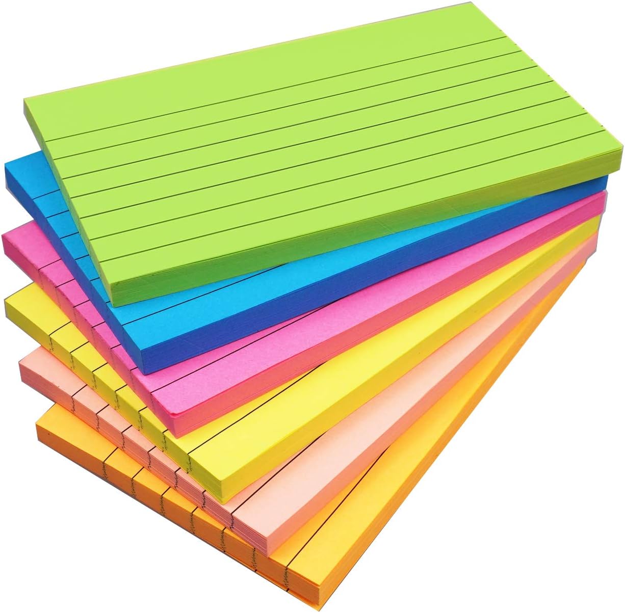 Sticky Notes Colorful Lined Post Memos 3" x 5", Removable Self Sticky Notes Pad for Office,Home,School 6-Pack