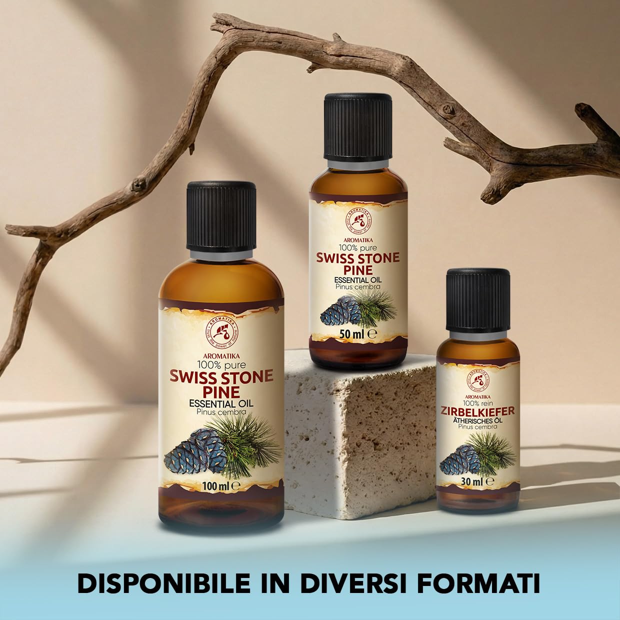 Olio Essenziale di Pino Svizzero 100 ml - Pinus Cembra - Svizzera - 100% Puro & Naturale - Aroma di Conifere - Olio Essenziale di Pino Cembro per Diffusori - Aromaterapia