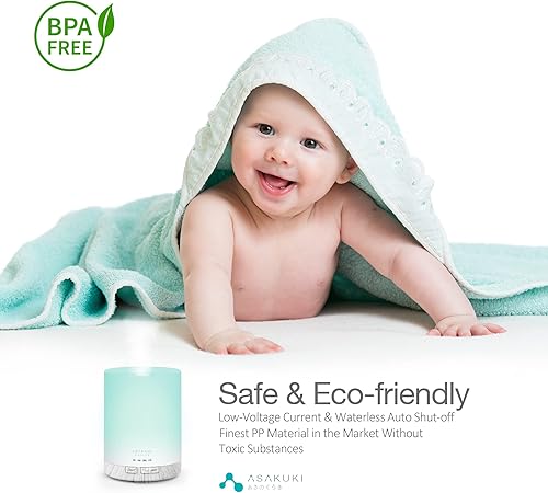 Miniatura 4 de ASAKUKI Difusor de aceite esencial de 10.1fl oz, humidificador silencioso 5 en 1, difusor de aroma natural para el hogar con 7 luces LED que cambian