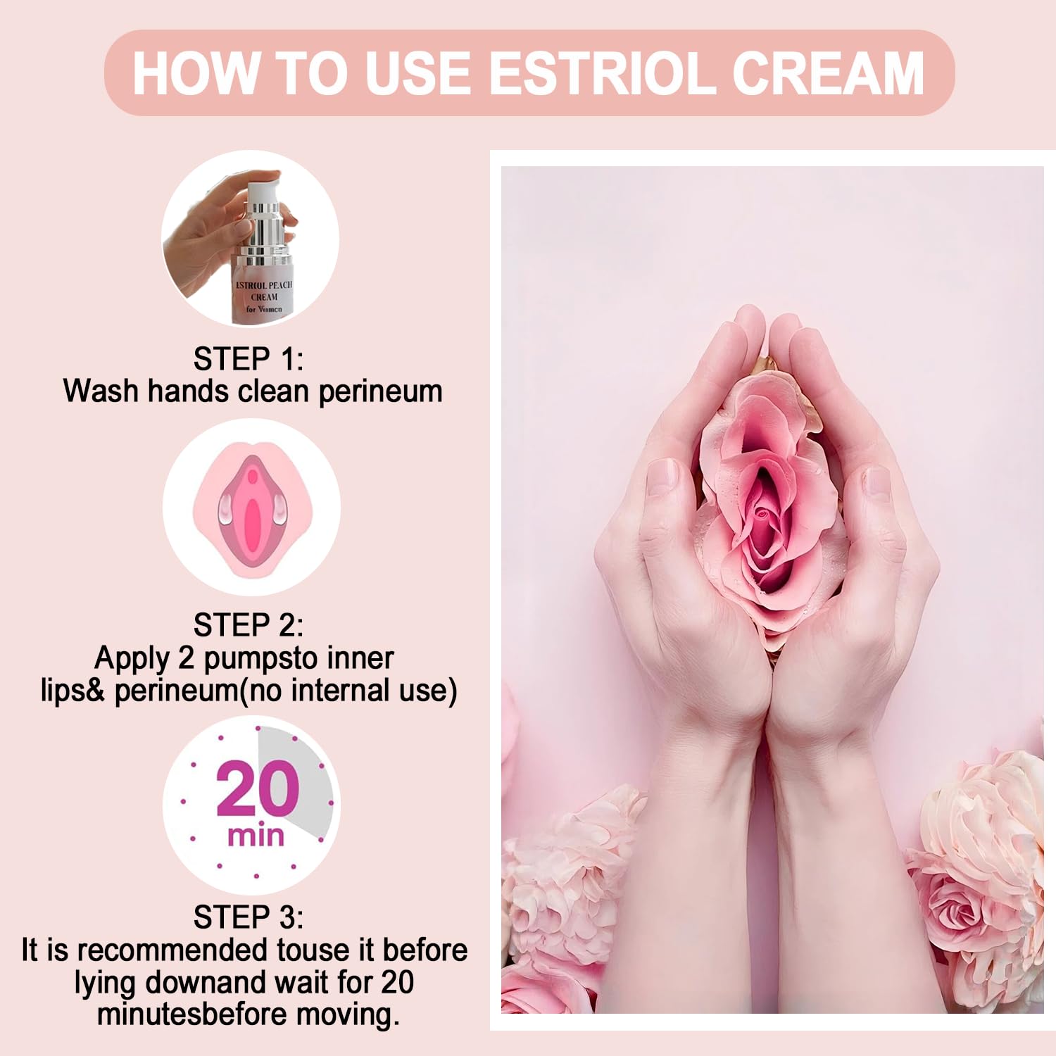 Bioidentical Estriol Cream for Women, Intimate Moisturizing Cream for Vaginal Dryness & Discomfort, Menopause Support (Peach Flavor)
