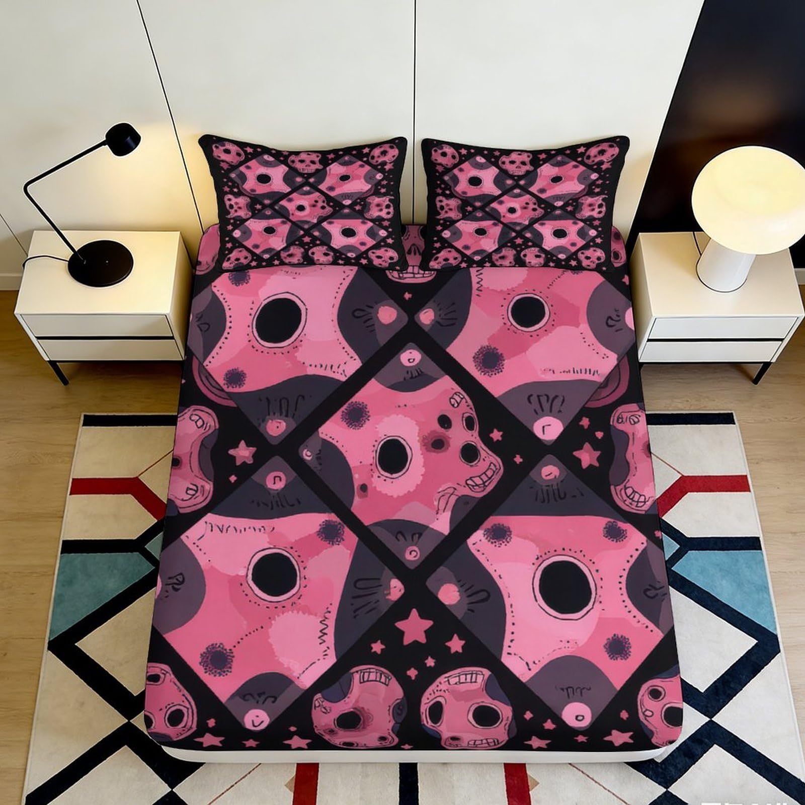 3D Printed Geometric Star Fitted Sheet Microfiber Non-Slip Deep Pocket Geometric Star Mattress Fitted Cover Bedroom 200x200x25cm 90x200x25cm