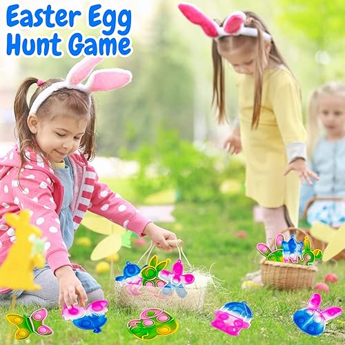 Miniatura 4 de 24 mini llaveros de Pascua, juguetes de burbujas para ansiedad, rellenos de cesta de Pascua, rellenos de huevos de Pascua, premios de aula de caza