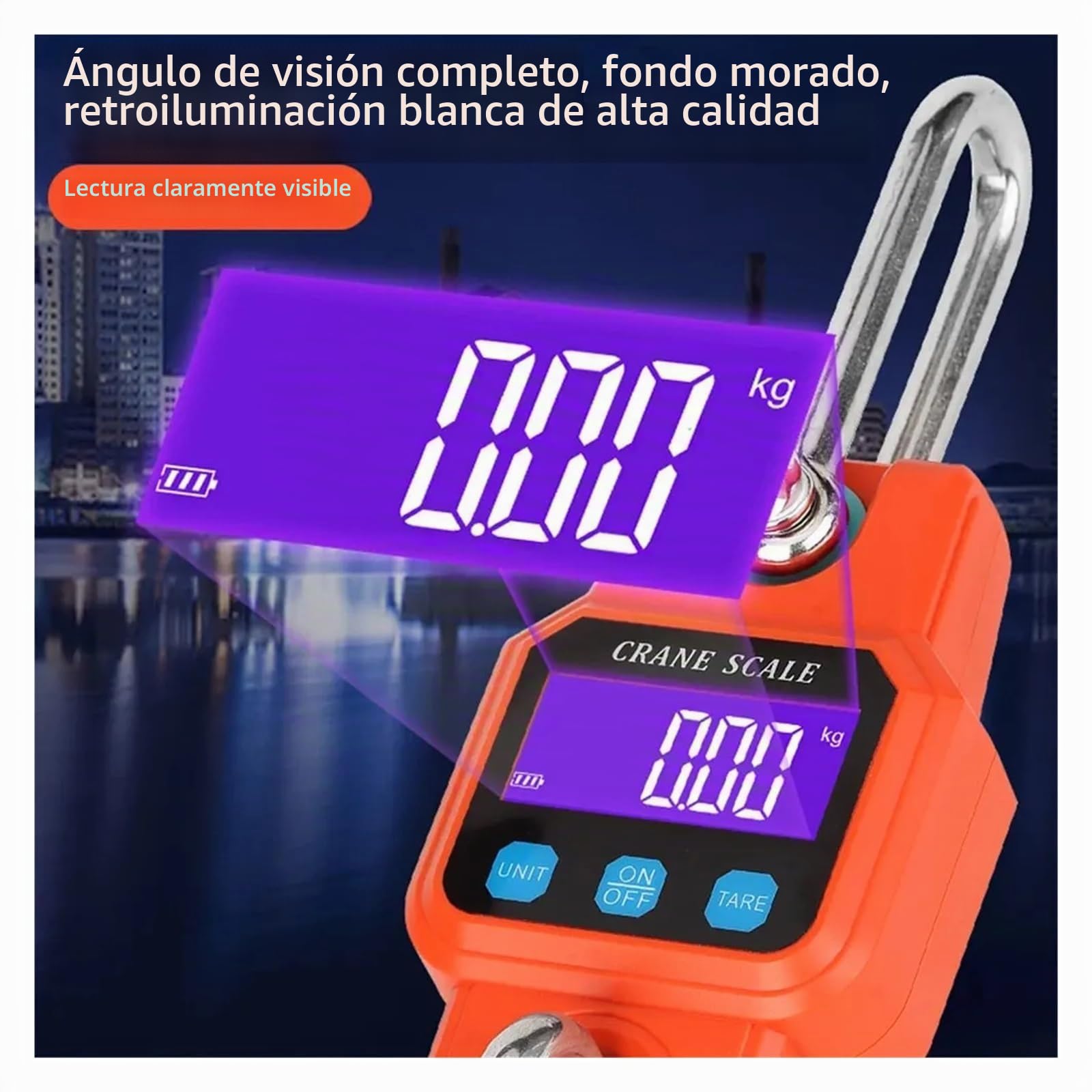 Escala colgante, Báscula electrónica portátil con gancho, báscula colgante, báscula de elevación mini con carga Bluetooth for uso doméstico Pantalla de alta definición(Black with BT)
