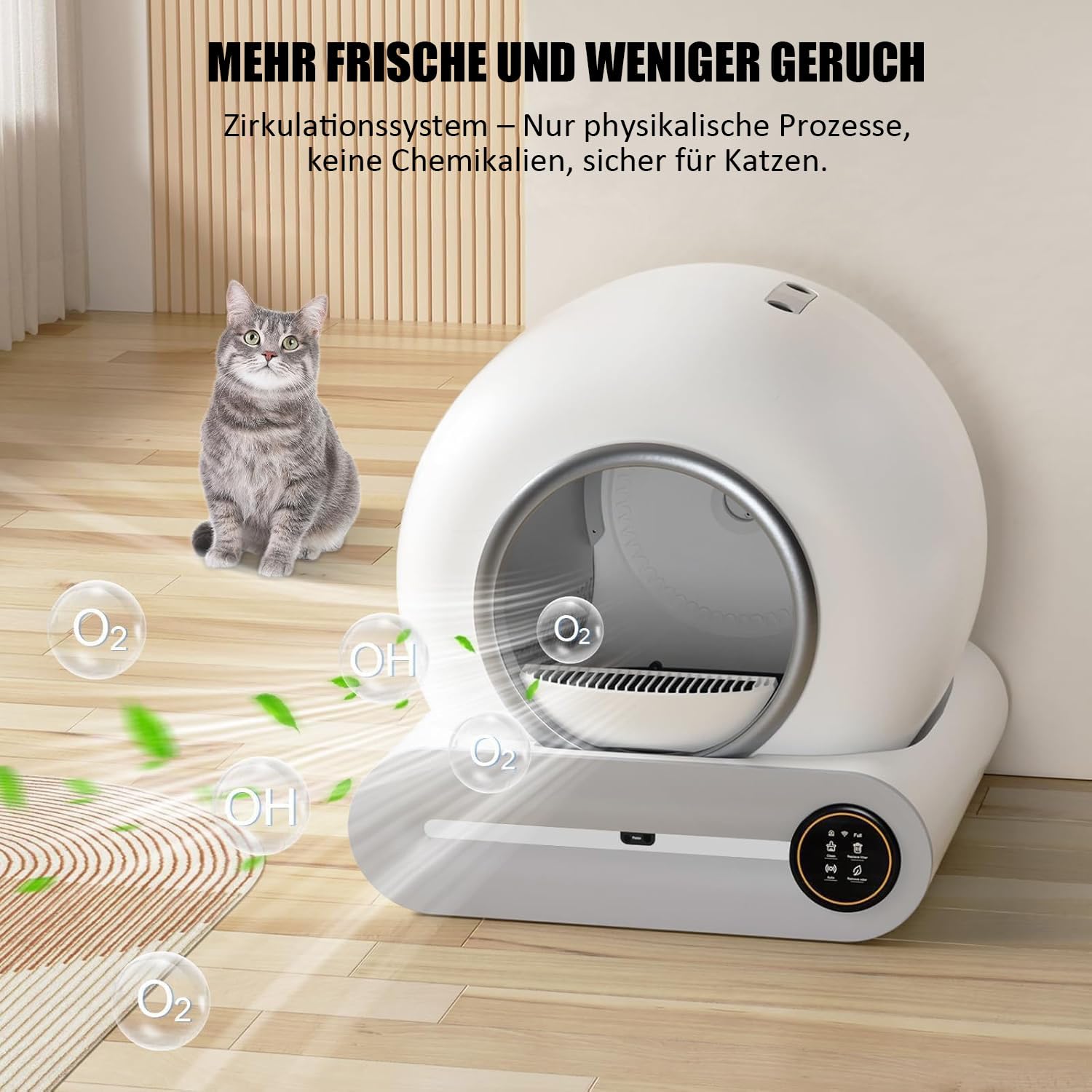 Selbstreinigendes Katzenklo Elektrisch XXL 65L - App Gesteuert Geruchsfrei  Fr Mehrkatzenhaushalte Geruchsfreie Automatik Katzentoilette