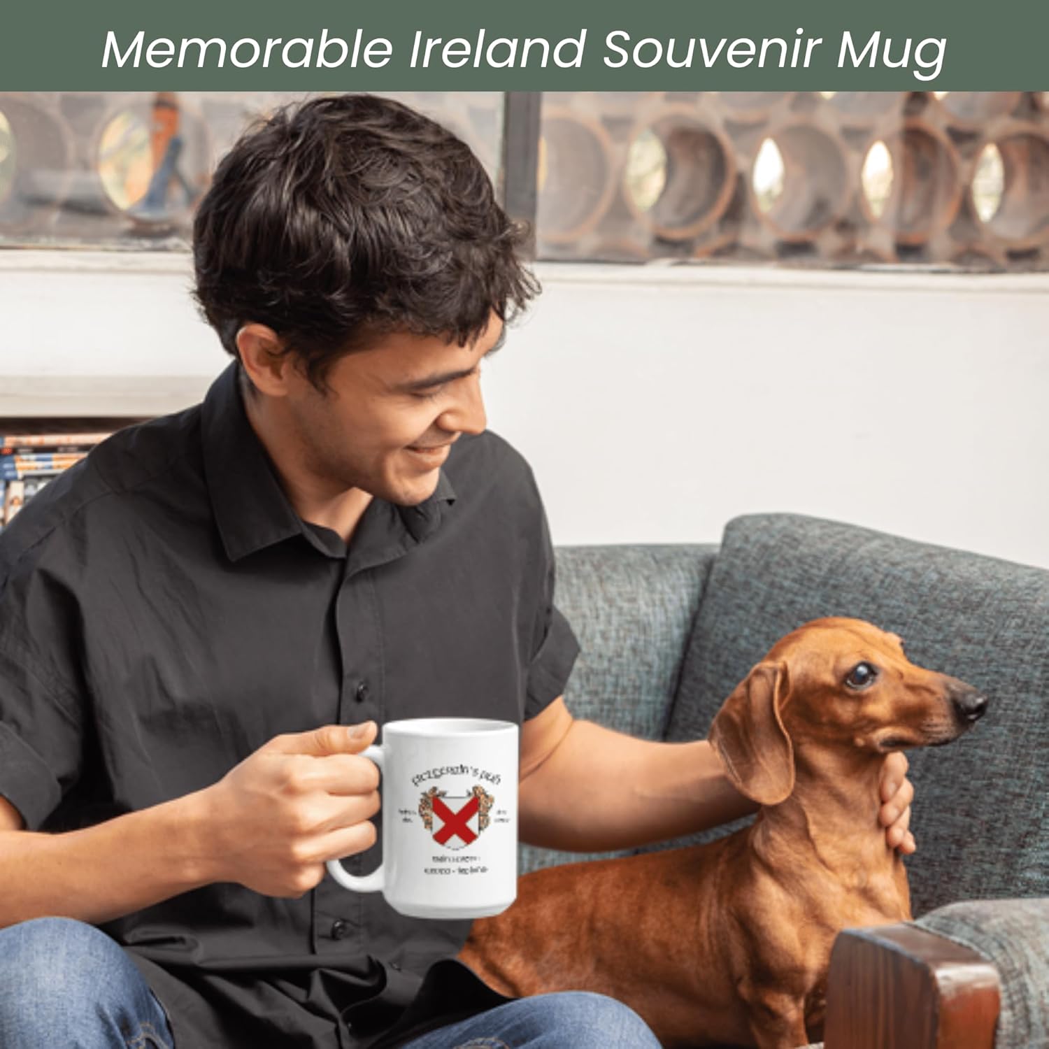 Irish Pub Coffee Mug and Tea Cup from Over 100 Irish Bars featuring Family Crest and Coat of Arms Designs - Set of 4 Mugs (Kelly's Pub)