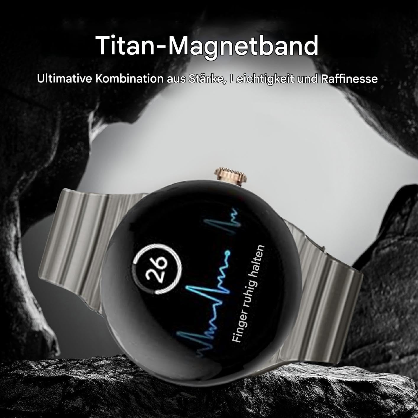Bracelet magnétique en titane compatible avec Pixel Watch 4/3 45 mm, bracelet de rechange en métal titane compatible avec Pixel Watch 4 45 mm, pour homme