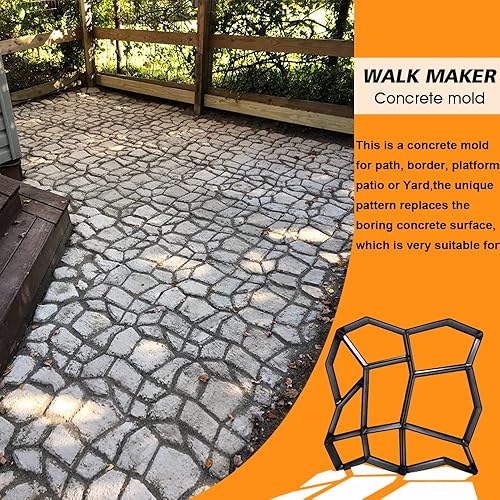 Vista 3 de Avalution Molde de hormigón reutilizable de 17 x 17 x 1.6 pulgadas, moldes para escalones de patio, césped, jardín, bricolaje (irregular)