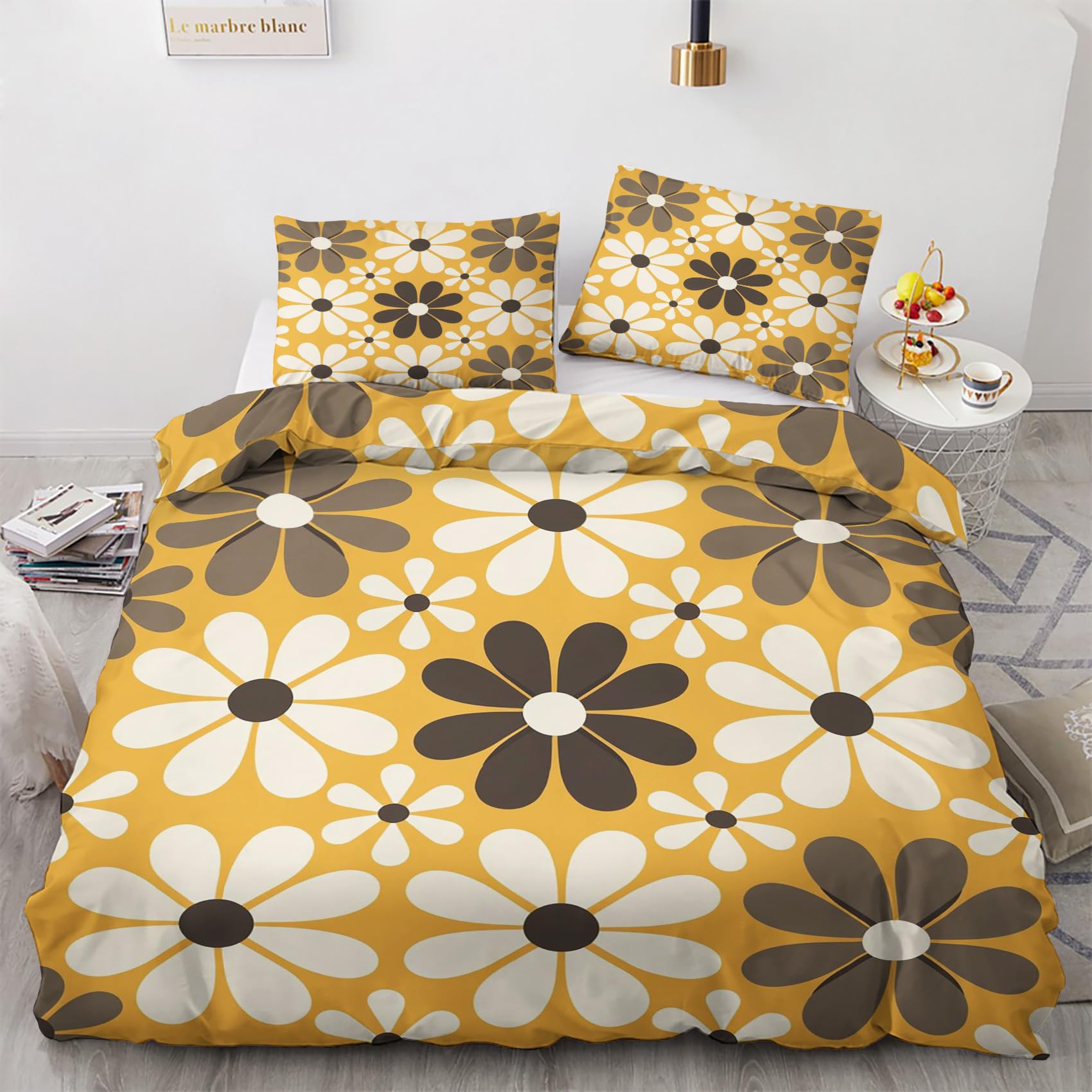 Bettwäsche 135x200 Vintage Blumen - 2-tlg Mikrofaser Set Mit Reißverschluss