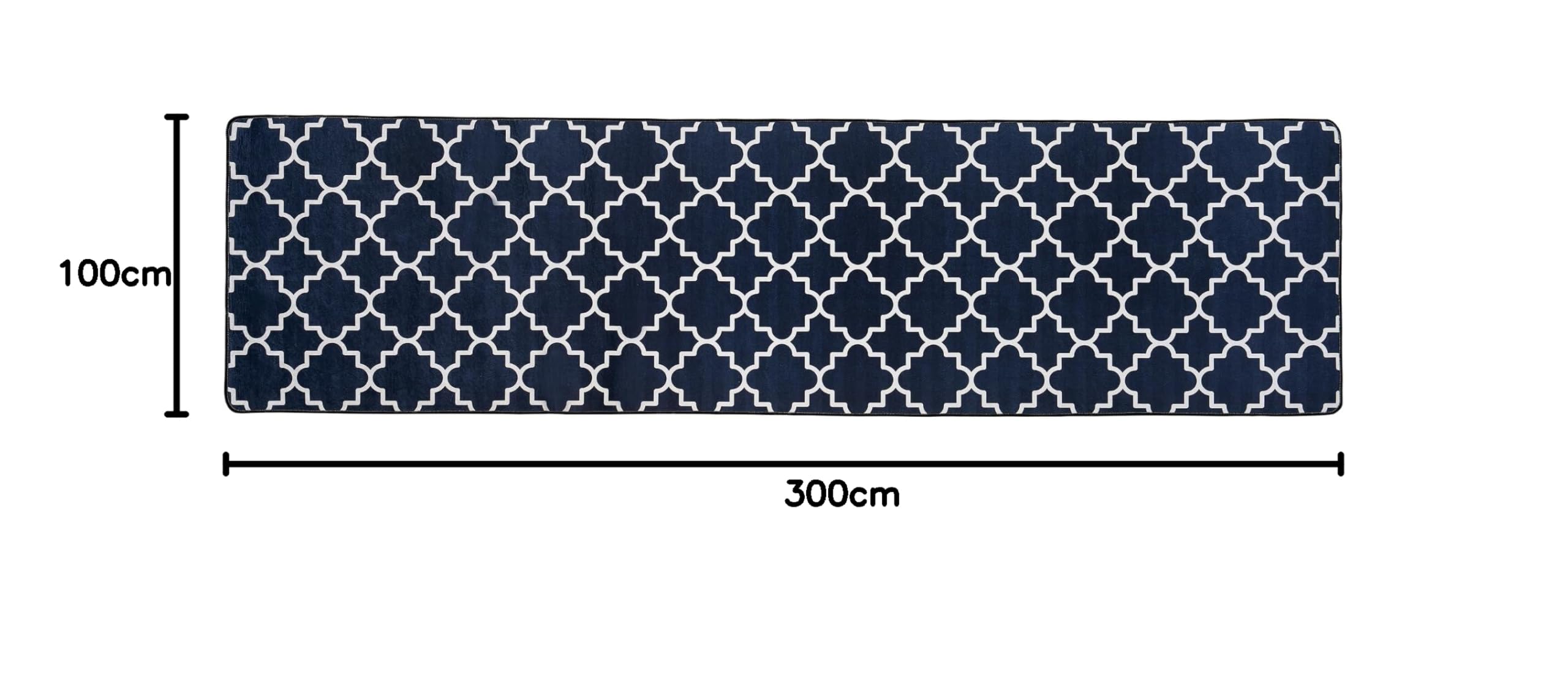 Läufer Teppich, Küchenteppich, Waschbar Küchen läufer, Moderne geometrische rutschfest Flur Teppich Läufer schwarz weiß (schwarz, 100 x 300 cm)
