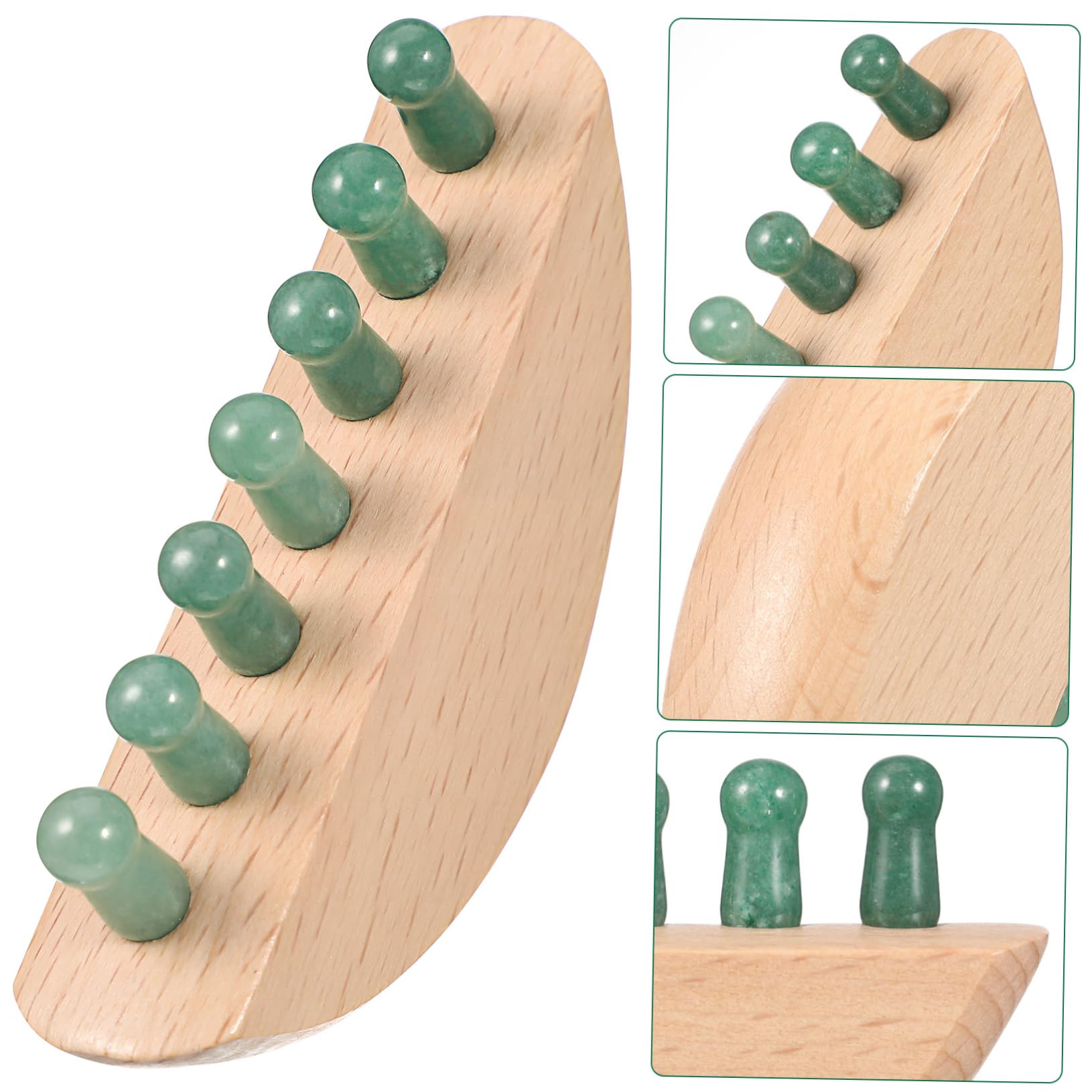 5stücke Kopfhautmassagekamm Jade Zähne Ergonomischer Holzgriff Sanfte Kopfhautmassage Tragbares Massagewerkzeug Für Entspannung Und Durchblutungsförderung