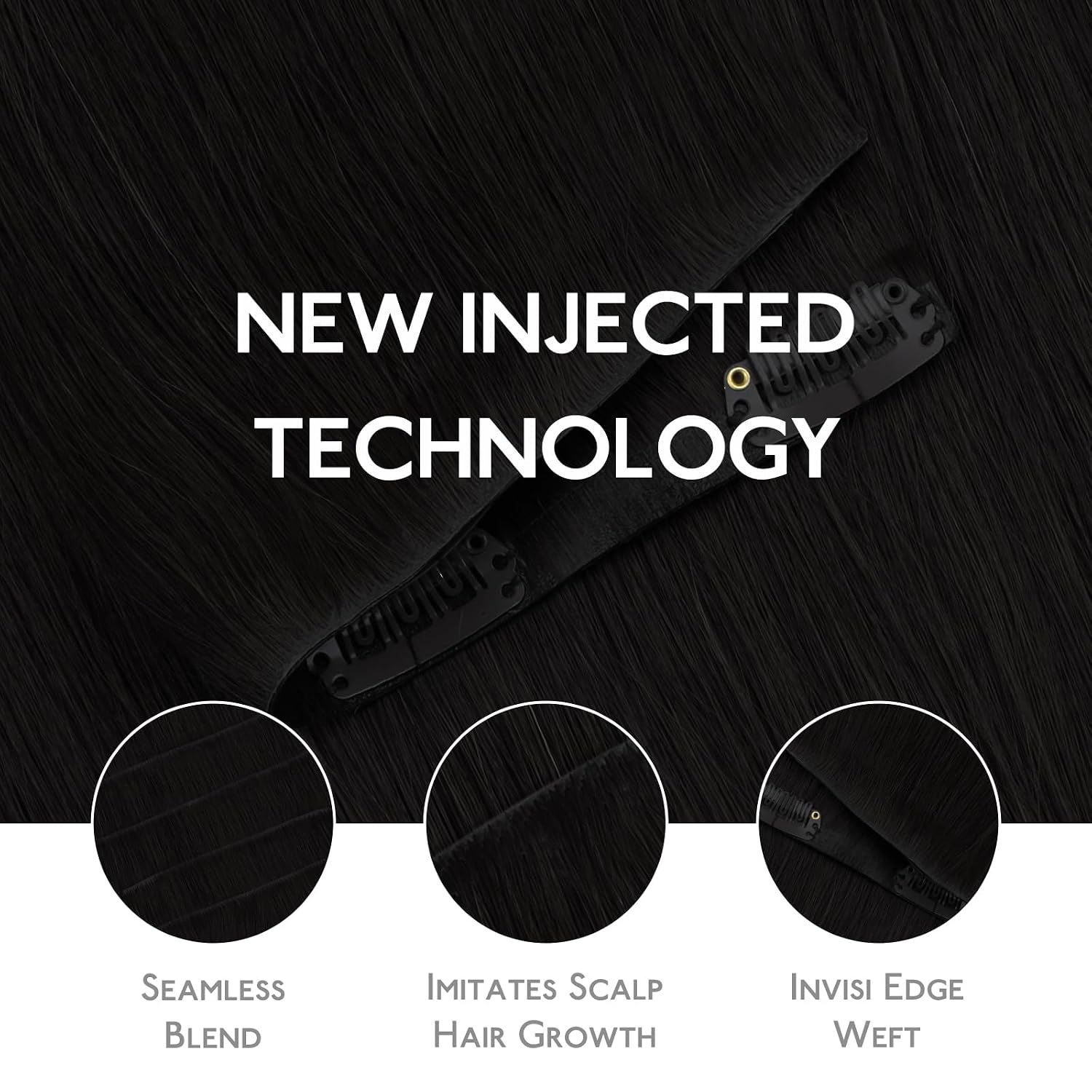 WENNALIFE Invisible Edge Seamless Clip in Hair Extensions Real Human Hair image 4