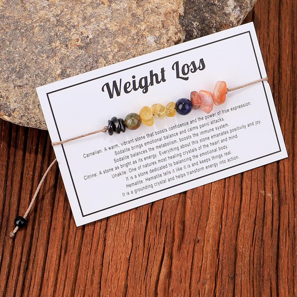 tenghong2021 Chakra Crystal Beaded Bracelet with Wish Card Adjustable Spiritual Anxiety Stone Beads Braide String Bracelet Yoga Meditation for Women Men Jewelry Birthday Gifts