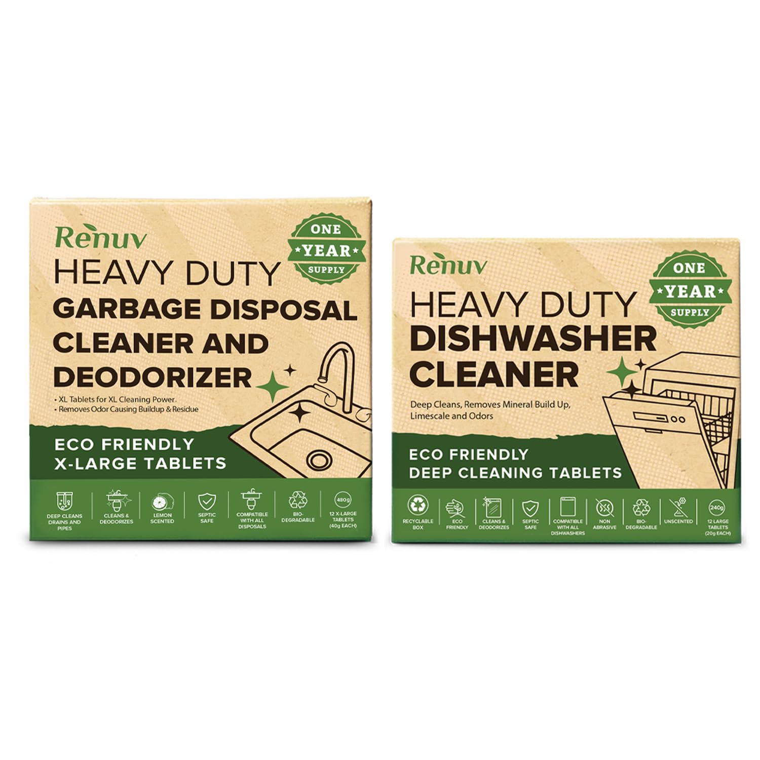 Renuv® Garbage Disposal Cleaner + Dishwasher Cleaner Bundle