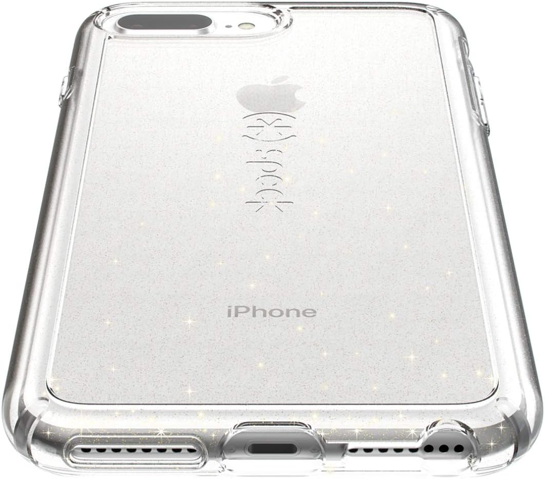 Speck Products GemShell Cell Phone Case for iPhone 8 Plus/7 Plus/6S Plus - Clear with Gold Glitter/Clear