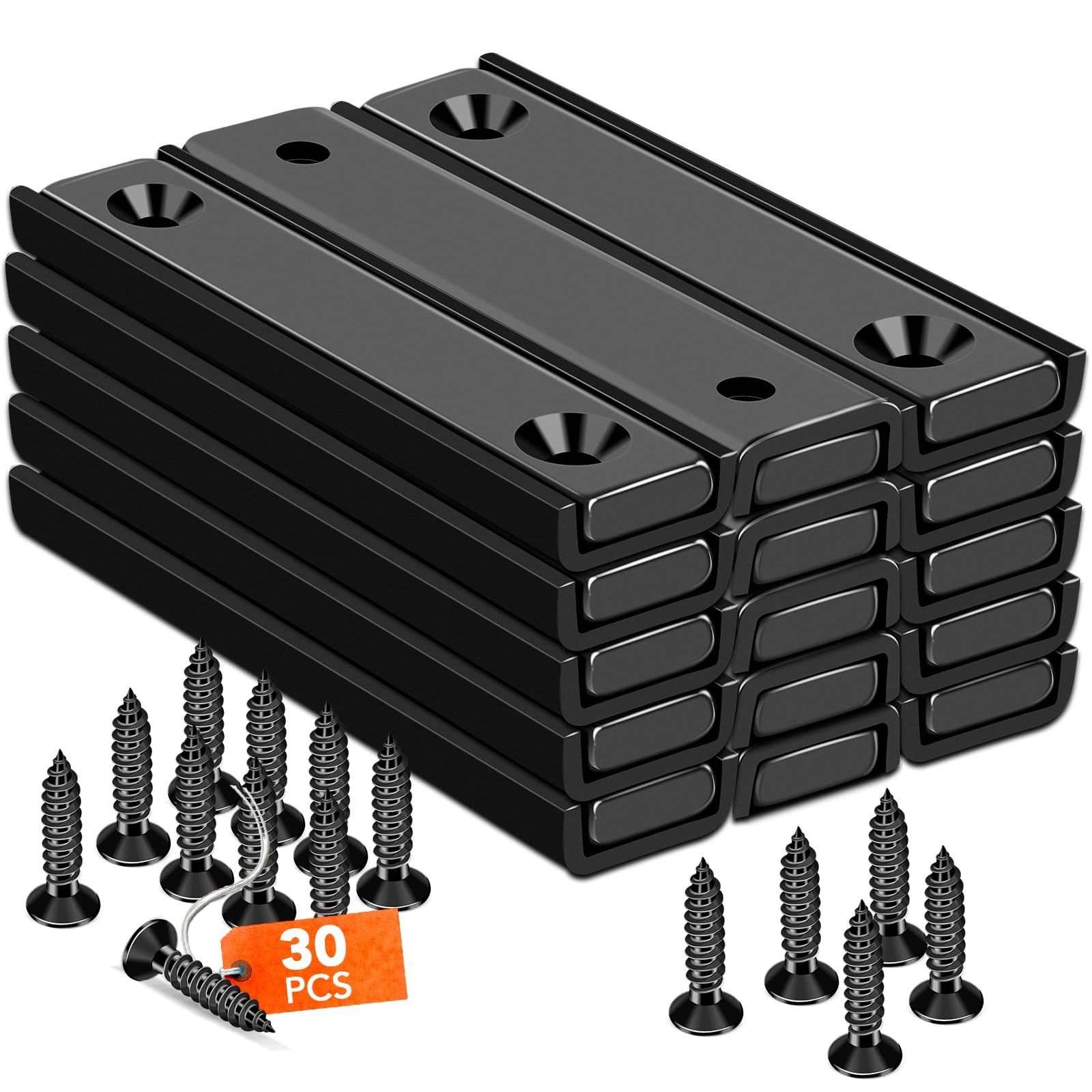 TRYMAG Bar Magnets, 80Lbs 15 Pack Countersunk Hole Magnet with Screw