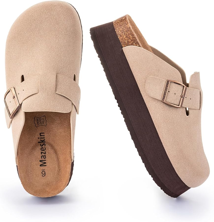 Amazon.com | mazeskin Genuine Leather Platform Orthopedic Clogs