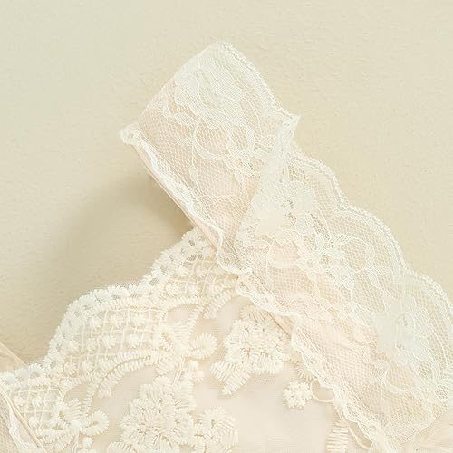 Miniatura 6 de Kaipiclos Mameluco de encaje con volantes de mariposa para bebé recién nacida, overol para sesión de fotos de primer cumpleaños