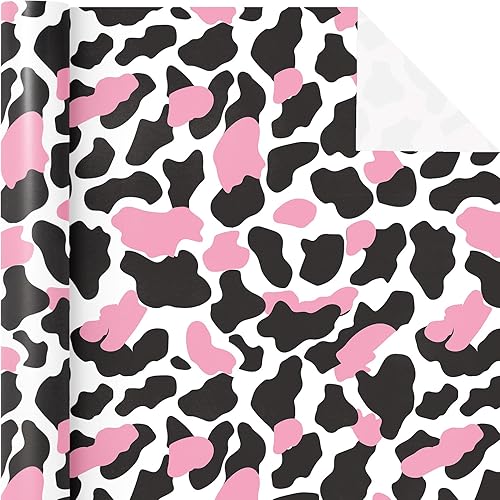 Vista 252 de WRAPAHOLIC Papel de regalo reversible, mini rollo, 17 pulgadas x 33 pies, adorable diseño de gato y azul sólido para cumpleaños, vacaciones