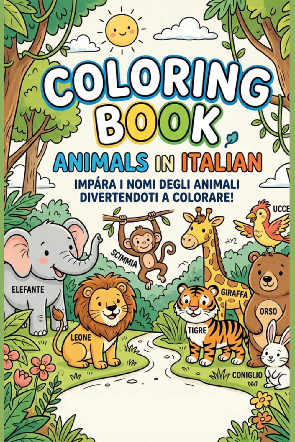 Coloring Book Animals in Italian