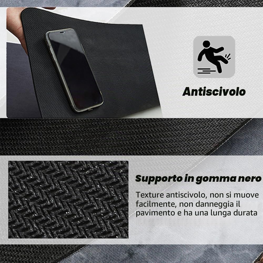 Hixingo Tappeto Cucina in Diatomite, Passatoia Antiscivolo Lavabile, Forma a L, Runner da Bagno e Tappetino per Doccia (140x45cm, Grigio Scuro)